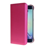 Galaxy S6 Edge ile Uyumlu Flip Wallet (Suni Deri) Pembe