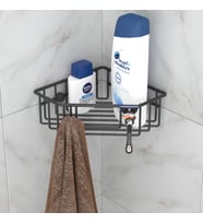 TEKNOTEL TEK KATLI KANCALI BANYO KÖŞE RAFI SİYAH ES091