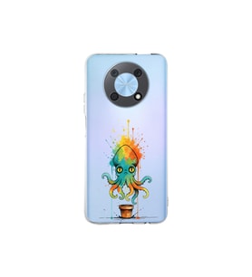 Huawei Nova Y90 ile uyumlu Splash ahtapot tasarımlı şeffaf silikon kılıf