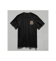 Baykuş Desenli Unisex Yarım Kollu Bisiklet Yaka %100 Pamuk Oversize T-shirt (Siyah)