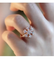 Zirkon Taşlı Kar Tanesi Rose Gold Kaplama Gümüş Yüzük