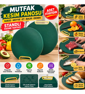 Mey İthalat® Mutfak Sebze,Meyve,Et,Balık,Ekmek Doğrama Kesme Tahtası Standlı Kesim Panosu (adet fiyatıdır)