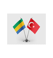 Gabon ve Türk Bayrağı İkili Saten Masa Bayrağı Takımı