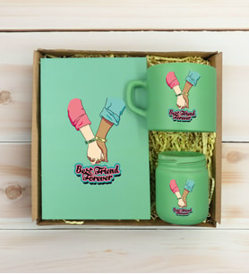 BK Gift Kişiye Özel İsimli DTF Best Friend Temalı Yeşil Defter & Kahve Fincanı & Mum Hediye Seti-5, Arkadaşa Hediye, Doğum Günü Hediyesi