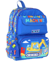 Kaukko Kids Erkek Çocuk Dinazor ve İş Makinesi Baskılı Okul Çantası - Mavi - Sarı - Mechanic - L5369