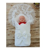 Mevlütlük Dantelli Bebek Kundağı Unisex Bebek Dış Kundak Battaniyesi Hastane Çıkışı Yenidoğan Kundak