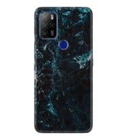 Omix X300 Kılıf Temperli Cam Resimli Desenli Baskılı Silikon Kılıf Temperli Cam Blue Mix Mermer 1377