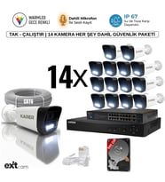 14'lü IP KAMERA-POELİ-5MP-ULTRA HD-4K 1920 ÇÖZÜNÜRLÜK-SESLİ-GECE RENKLİ GÖRÜŞ-İNSAN ve PLAKA ALGILAMALI SET (Beyaz)