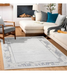 Makine Kaymaz Yıkanabilir Beyaz Bordürlü Triko Salon Halısı Mutfak Halısı Koridor Halısı Yolluk 17350