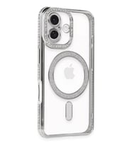 iPhone 16 Kılıf Joke Simli Magneticsafe Kılıf - Gümüş