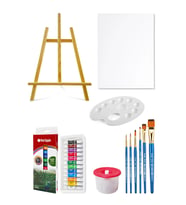 Acuto Masaüstü Şövale Red Apple Akrilik Boya Seti 9 ml 12'li Tuval Seti 35x50 Tuval