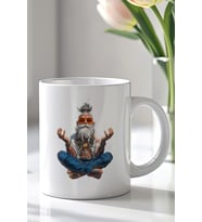 Meditasyon Yapan Bilge Figürlü 330ml Baskılı Beyaz Seramik Kupa Bardak