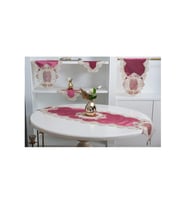Aydan Aplikeli Güpürlü Kadife Pudra Salon Takımı 5 Parça 50X140 Cm 1453 (Standart)