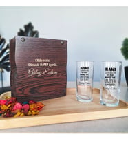 Ahşap Kutuda Söz Baskılı Rakı Bardağı Seti