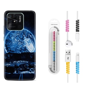 Xiaomi Poco X3 Pro M4 Pro X4 Pro C40 10C Kılıf Kablo Koruma Spiral Silikon Mavi Gece 1605