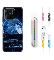 Xiaomi Poco X3 Pro M4 Pro X4 Pro C40 10C Kılıf Kablo Koruma Spiral Silikon Mavi Gece 1605
