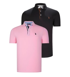 İKİLİ SET T8582 DEWBERRY ERKEK T-SHIRT-SİYAH-PEMBE