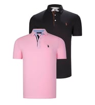 İKİLİ SET T8582 DEWBERRY ERKEK T-SHIRT-SİYAH-PEMBE