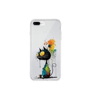 iPhone 7 Plus ile Uyumlu Splash Kedi Tasarımlı Şeffaf Silikon Kılıf