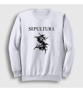 Presmono Unisex Beyaz Logo Sepultura Sweatshirt 173073tt (Beyaz)