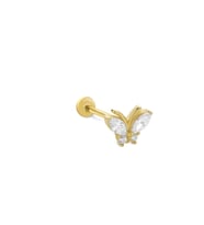 14 Ayar Altın Taşlı Farfalla Tragus Küpe