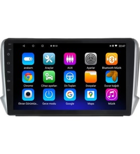Peugeot 2008 10.2 inç Android Navigasyon ve Multimedya Sistemi 2012-2020