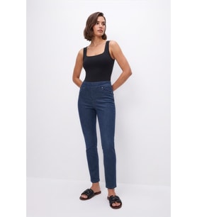 Kadın Koyu Mavi Likralı Esnek Tayt Jean Pantolon