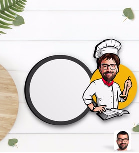 BK Gift Kişiye Özel Erkek Chef Karikatürlü Ahşap Bardak Altlığı-12