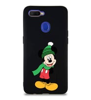 Oppo A5S Soft Premier Kapak Mickey Mouse-G Tasarımlı Silikon Kılıf - Siyah (Şeffaf)