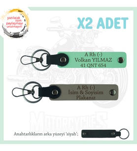 Hız Aşıkları İçin İsim Plaka ve A Rh (-) Kan Grubu Yazılı Hediyelik x2 Anahtarlık, Kül Gri-Yeşil-Syh
