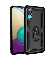 Samsung Galaxy A02 Kılıf Sofya Yüzüklü Silikon Kapak - Siyah
