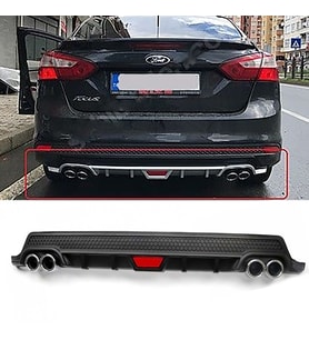 Ford Focus 3 Siyah Difüzör Difizör Yuvarlak Egzoz Görünüm Kulaklı Tip 2012 - 2017