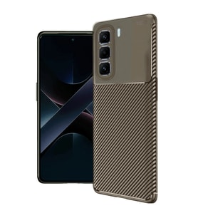 İnfinix 50 4G Auto Fus Karbon Kapak - Kahverengi