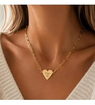 Kişiye Özel 925 Ayar Gümüş Ataç Zincir Kalp Model Burç Kolye (Gold)