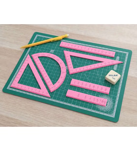 3D Baskı Geometri Cetvel Seti - İletki, Gönye ve Ölçüm Araçları - Pembe