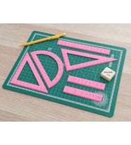 3D Baskı Geometri Cetvel Seti - İletki, Gönye ve Ölçüm Araçları - Pembe