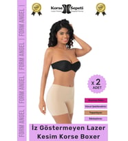 #Korse İz Göstermeyen Kaymaz Basen Toparlayıcı Şekillendiren Lazer Kesim Korse Boxer - 2 Adet (Ten)