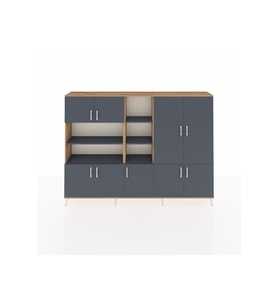 Arges Dolap 14 Raflı 9 Kapaklı 220x30x163 Çam-Antrasit