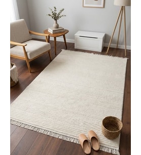 ZARA Serisi Krem Kabartma Desenli Modern Dekoratif Halı GF726