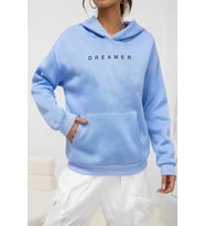 Dreamer Baskılı Oversize Sweatshirt (Bebe Mavi)