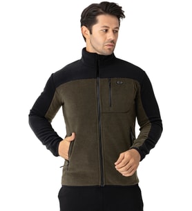 Crozwise Erkek Tam Fermuarlı Polar Sweat Haki 6051-04