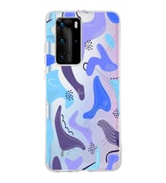 Huawei P40 Pro Uyumlu Kapak Abstrackt Tasarımlı Şeffaf Silikon Kılıf