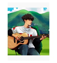 Suga, Gitar Çalmak Tablo Ahşap Poster Dekoratif Kod2858