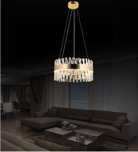 Roxy 50'lik Taşlı Sarkıt Led Avize  Kristal Taş Salon Avize (Gold)