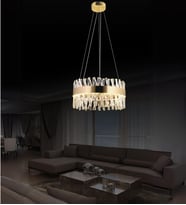 Roxy 50'lik Taşlı Sarkıt Led Avize  Kristal Taş Salon Avize (Gold)