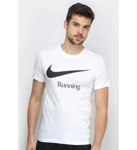 Nike Running Dri Fit Mens T-shirts Erkek Koşu Tişört Beyaz