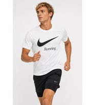 Nike Running Dri Fit Mens T-shirts Erkek Koşu Tişört Beyaz