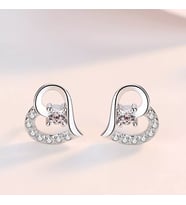 925 Ayar Gümüş Taşlı Kalp Minimal Küpe