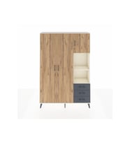 Arges Dolap 5 Raflı 3 Çekmeceli Tek Askılı 132x30x195 Aytaşı-Çam/Antrasit