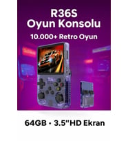 R36S El Konsolu  Retro Atari, 3.5" IPS Ekran, 21.000 Oyun, Taşınabilir Oyun Makinesi (Mor)